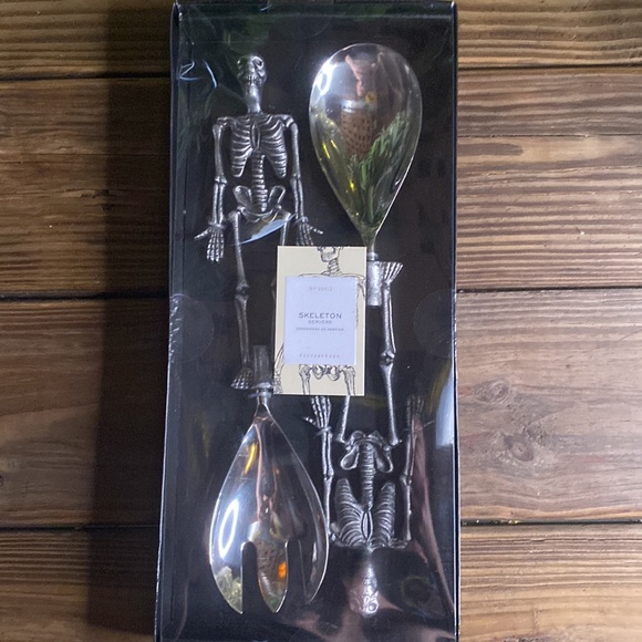 Pottery Barn Spooky Silver Metal Boxed Serving Set 💀 - Picture 2 of 12